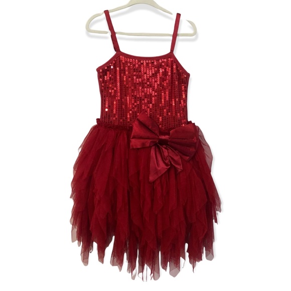 Ooh! La, La! Couture Red sequin tulle Dress & matching Shrug - Picture 3 of 9